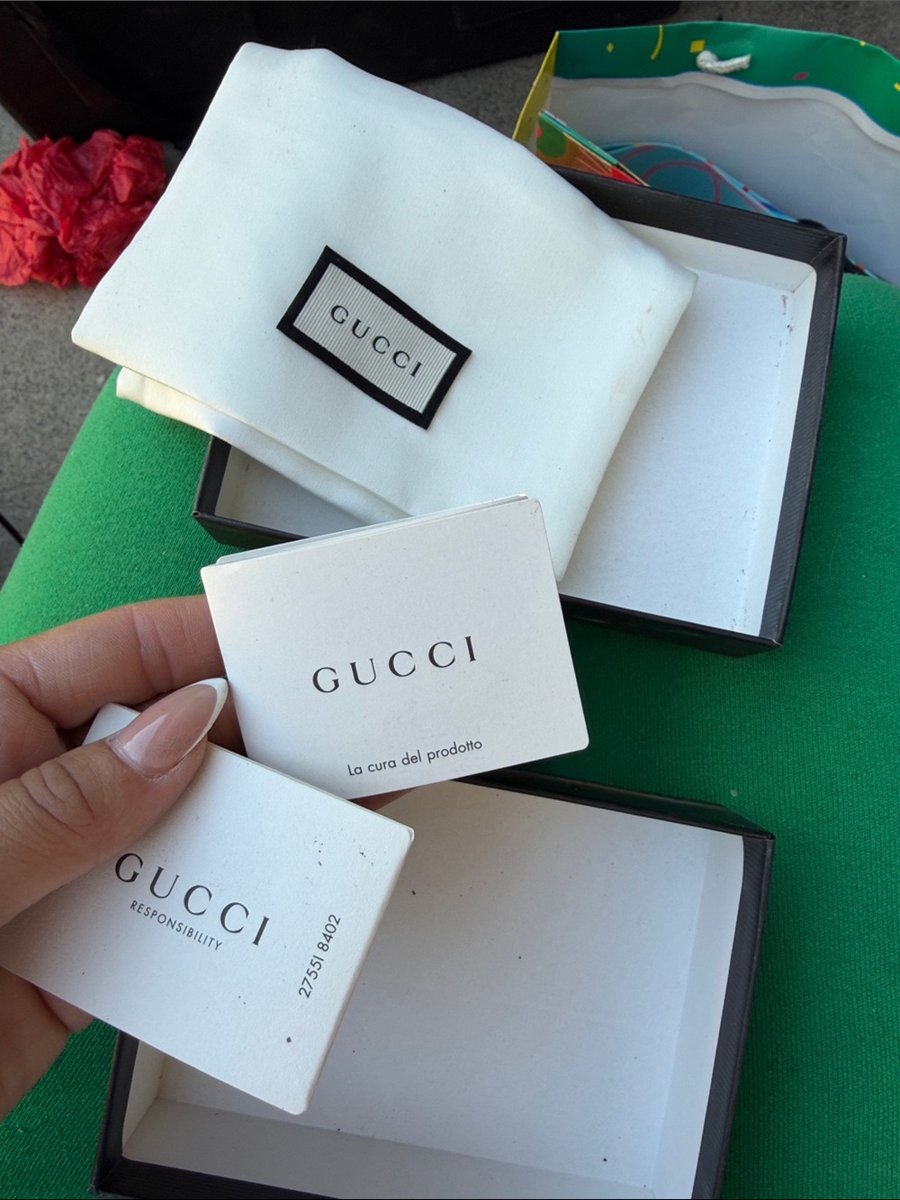 Gucci White Branded Dust Bag and Care Cards